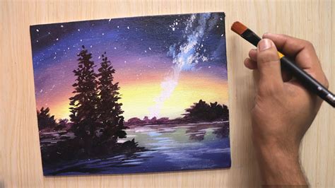 Acrylic Painting Of A Beautiful Night Sky For Beginners