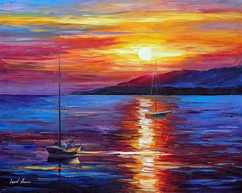 Calm Sunset — Palette Knife Oil Painting On Canvas By Leonid Afremov