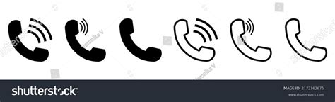 Telephone Handset Icon Set Phone Silhouette Stock Vector Royalty Free