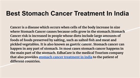 Ppt Best Stomach Cancer Treatment In India Powerpoint Presentation