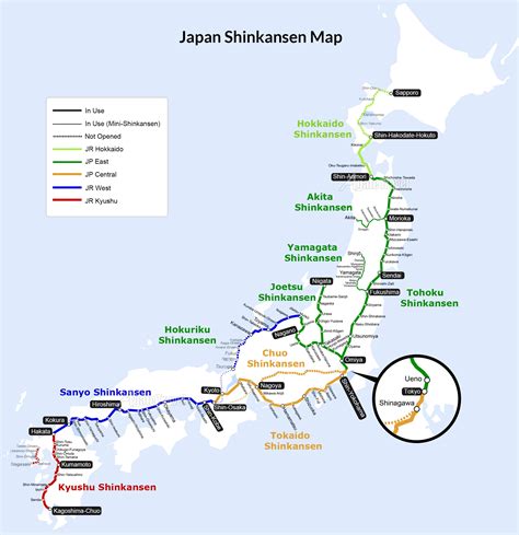 The network operated by japan railways (jr) has been progressively developed on the main islands of honshu, kyushu and hokkaido since the 1960s. Jungle Maps: Map Of Japan Bullet Train