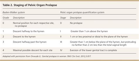 Pelvic Organ Prolapse Stages