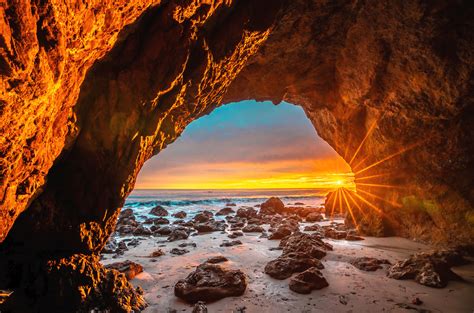 Malibu Sea Cave Sunset Red And Orange Clouds Fine Art El Mat Flickr
