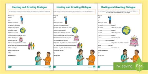 Esl Worksheets Meeting And Greeting Differentiated
