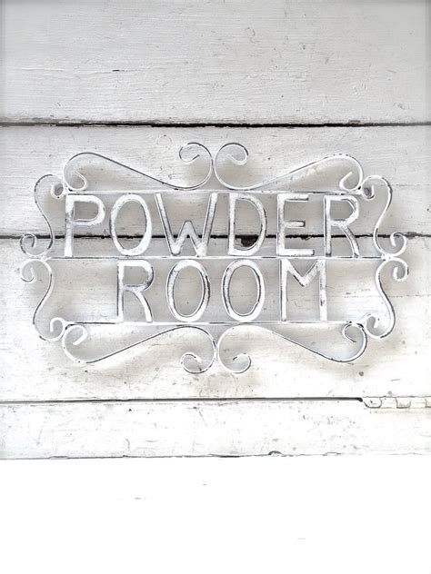 Powder Room Sign Metal Bathroom Sign Shabby Chic Decor Bath Etsy