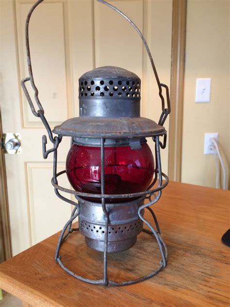 Vintage Adlake Kero Railroad Lantern With Ruby Red Glass Globe