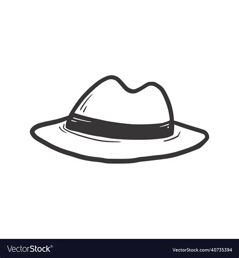 Hat Fedora Isolated Icon Hand Drawn Royalty Free Vector