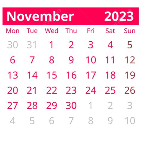Kalender November 2023 Gaya Meja Sederhana Pink Kalender November 2023