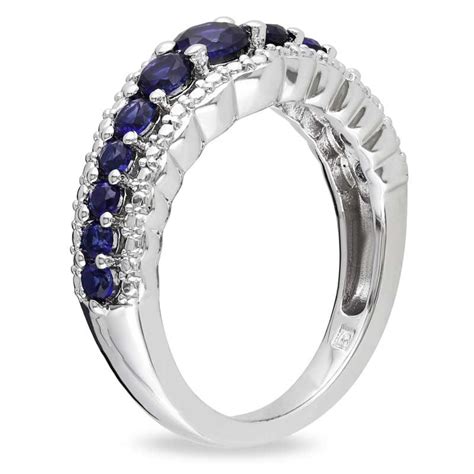 Graduated Lab Created Blue Sapphire Ring In Sterling Silver Zales