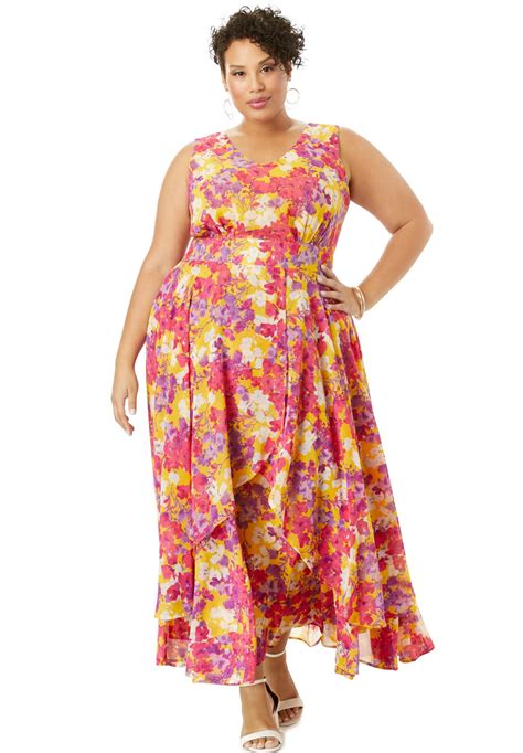Jessica London Women S Plus Size Flyaway Maxi Dress Dress Walmart Com