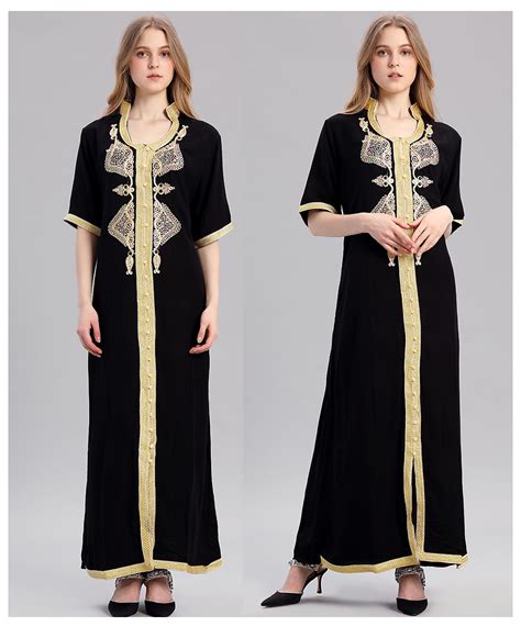 Women Islamic Clothing Maxi Long Sleeve Long Dress Moroccan Kaftan Embroidery Dress Vintage