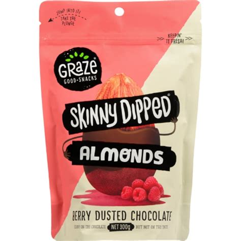 graze skinny dipped berry dusted chocolate almonds 300g prices foodme