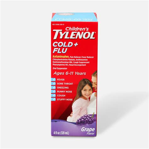 Childrens Tylenol Cold Flu Grape Flavor 4 Fl Oz