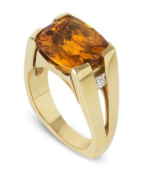 Grand Citrine Ring K Yellow Gold Ring Featuring A Citrine Accented With Ctw White