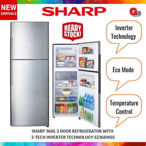 Sharp 360l 2 Door Refrigerator With J Tech Inverter Technology Sj366mss