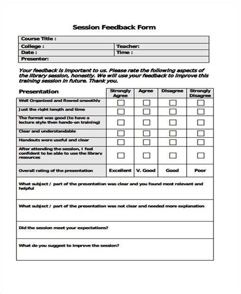 Free 8 Sample Session Feedback Forms In Pdf Ms Word