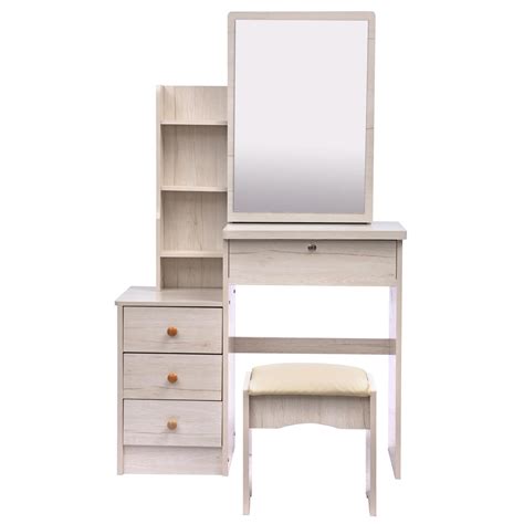 Ubesgoo Vanity Set With Sliding Mirror Makeup Vanity Dressing Table With 4 Drawers Shelves