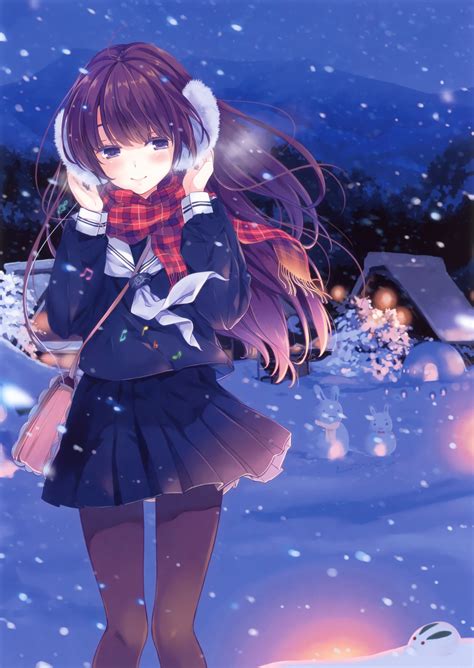 Original Anime Girl School Uniform Winter Cute Beautiful