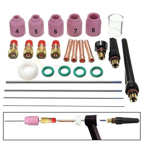 Pcs Durable Tig Gas Lens Kit Nozzle Cup Tungsten Gas Lens Wl Kit
