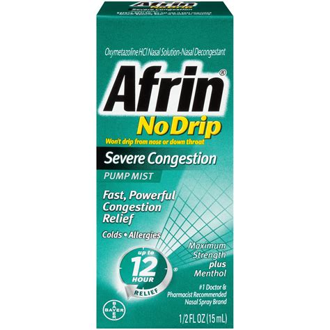 Afrin No Drip Severe Congestion Pump Nasal Mist Twin Pack Congestion