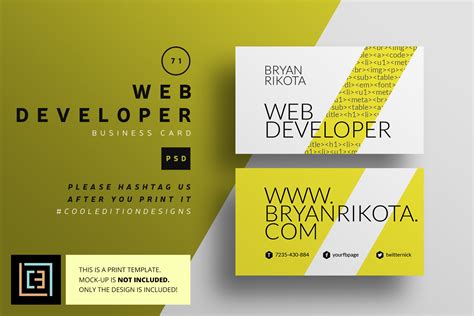 Polka is a unique, creative and professional business card design template. Web Developer Business Card - BC071