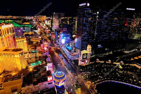 Aerial View Of Las Vagas Strip At Night Nevada Stock