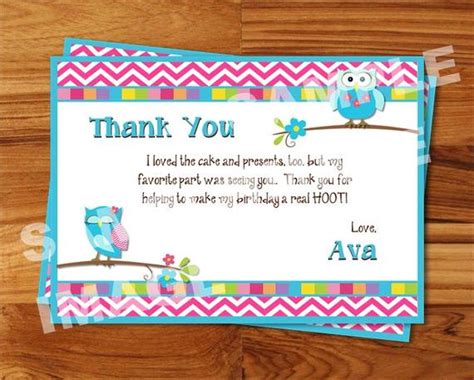 Congratulations and i hope you celebrated in style. Owl Birthday Thank You Note Mod Owl Thank You Card Owl