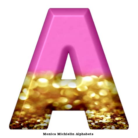 Monica Michielin Alphabets Pink Golden Glitter Alphabet Letters Png