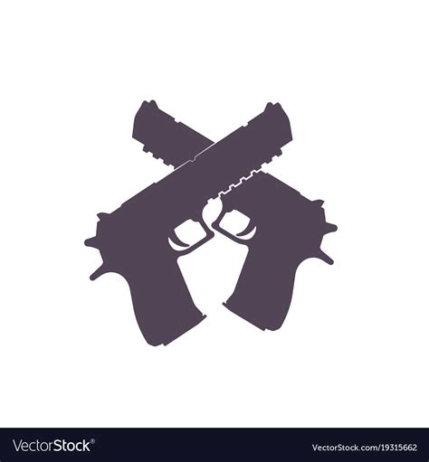 Crossed Pistols Isolated On White Royalty Free Vector Image