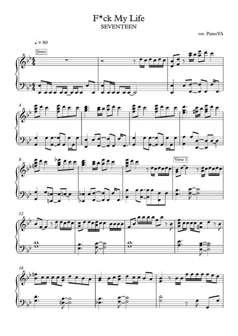 세븐틴 fml f ck my life partition musicale by pianoya