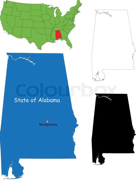Alabama Map Stock Vector Colourbox