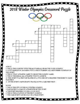 Below are all possible answers to this clue ordered by its rank. 2018 Winter Olympics Crossword Puzzle by Danah's Creative ...