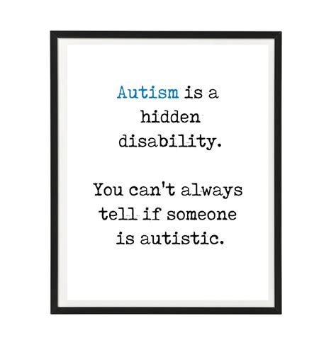 Autism Is A Hidden Disability Autism Awareness Poster Art Etsy