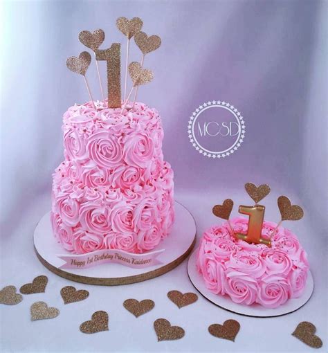 Pink Rosette 1st Birthday And Smash Cake