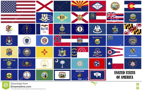Flags States Of America Stock Illustration Illustration Of Hawaii