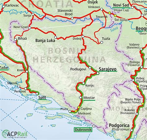 Bosnia Herzegovina Train Map - Get train tickets & rail passes for travel in Europe, Britain ...