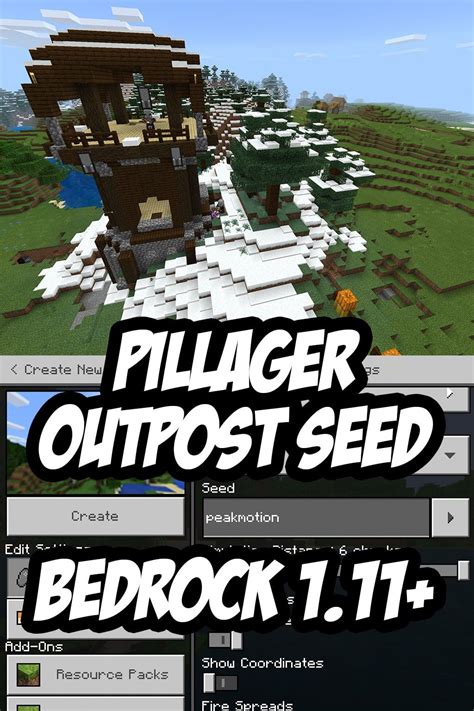Bedrock Edition Pillager Outpost Seed 111 Peakmotion Minecraft