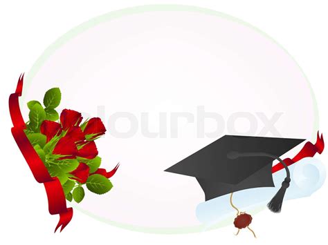Bildung Thema Rahmen Mit Rosen Diplom Hut Und Diplom Copyspace