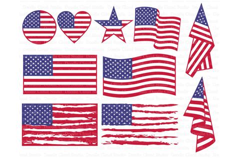 American flag SVG, Distressed USA Flag SVG. By Doodle Cloud Studio