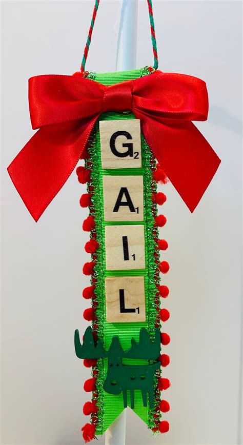 Scrabble Tile Ribbon Personalized Christmas Ornament Etsy