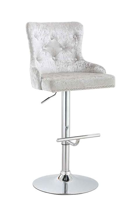 Zurifurniture.com has been visited by 10k+ users in the past month Crushed Velvet Gas Lift Bar Stool, Light Grey in 2020 ...