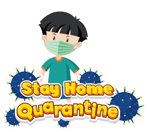 Stay Home Quarantine With Boy Wearing Mask 1025370 Vector Art At Vecteezy