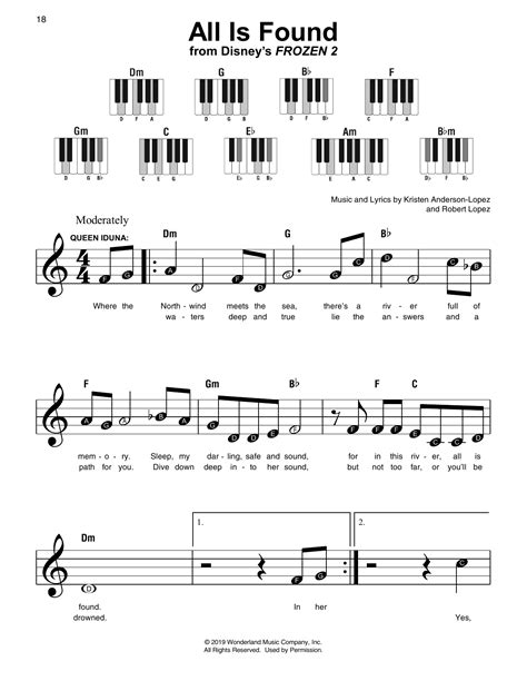 Download And Print All Is Found From Disneys Frozen 2 Sheet Music