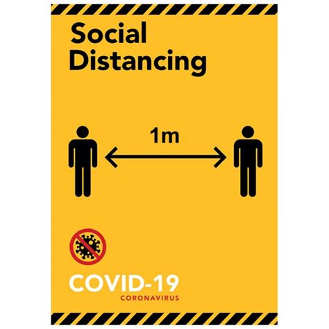 Social Distancing 1m Yellow/Black - Pack of 10 - Poster | Sticker | Sign