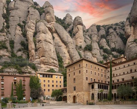 The Santa Maria De Montserrat Surrounded By The Serrated Stone
