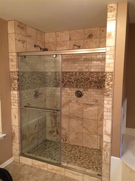A seamless floor tile transition into the shower. Pin on Bathroom