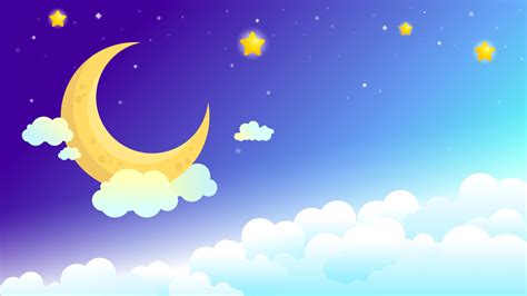 Beautiful Night Sky With Moon And Stars Vector Art At Vecteezy