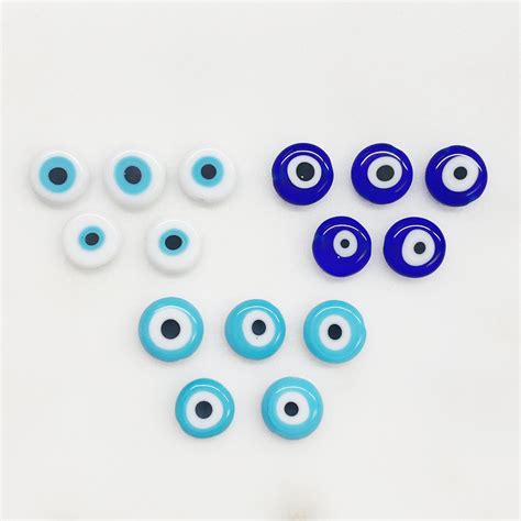 5 Piece Glass Evil Eye Beads Choose Your Color Light Blue Dark Blue Or