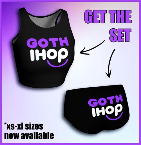 IGOTH IHOP LOGO Crop Top and Cheeky Shorts Set Printed Restaurant Goth