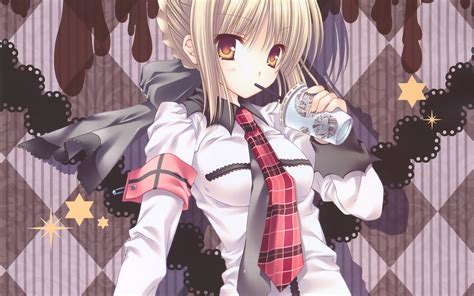 1920x1200 anime girl shirt drink tie wallpaper coolwallpapers me